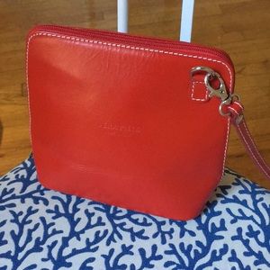 NWOT Vera Pelle Red Leather Crossbody Bag